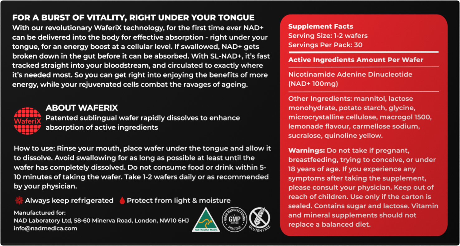 50mg Sublingual NAD+ Supplement (30 Wafers) - Image 2